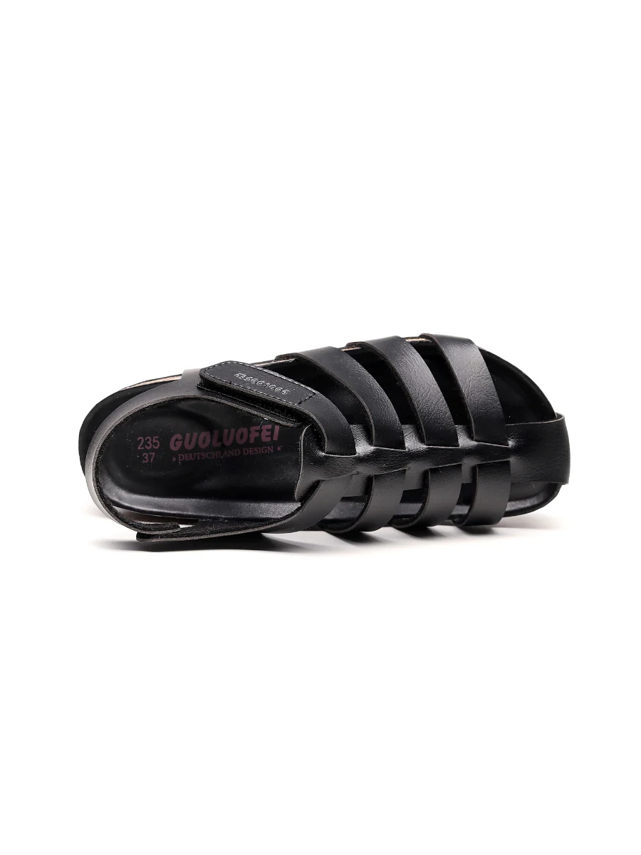 Maibulun | Black Cut Out Strap Slingback Sandals - Image 3