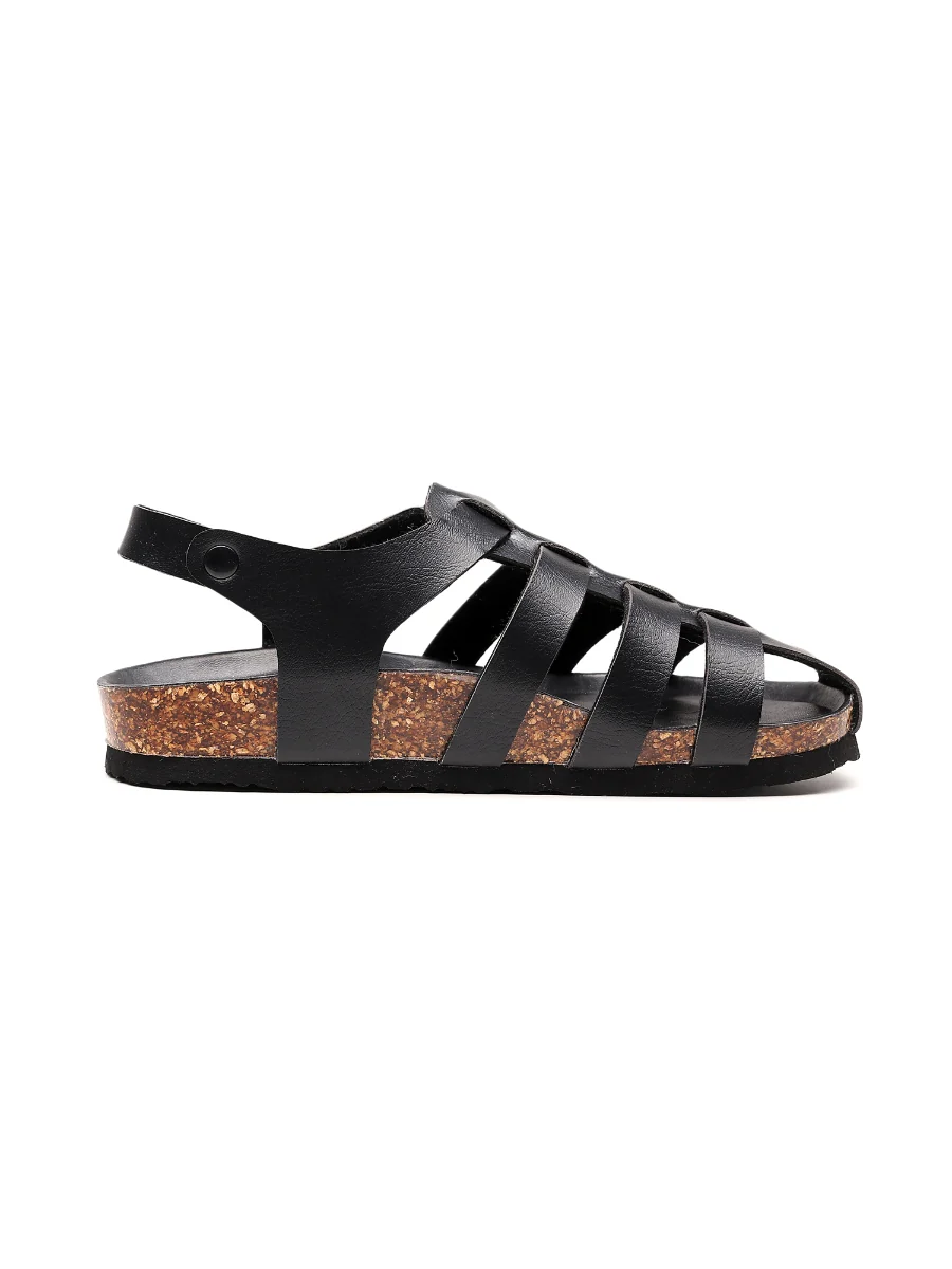 Maibulun | Black Cut Out Strap Slingback Sandals - Image 4