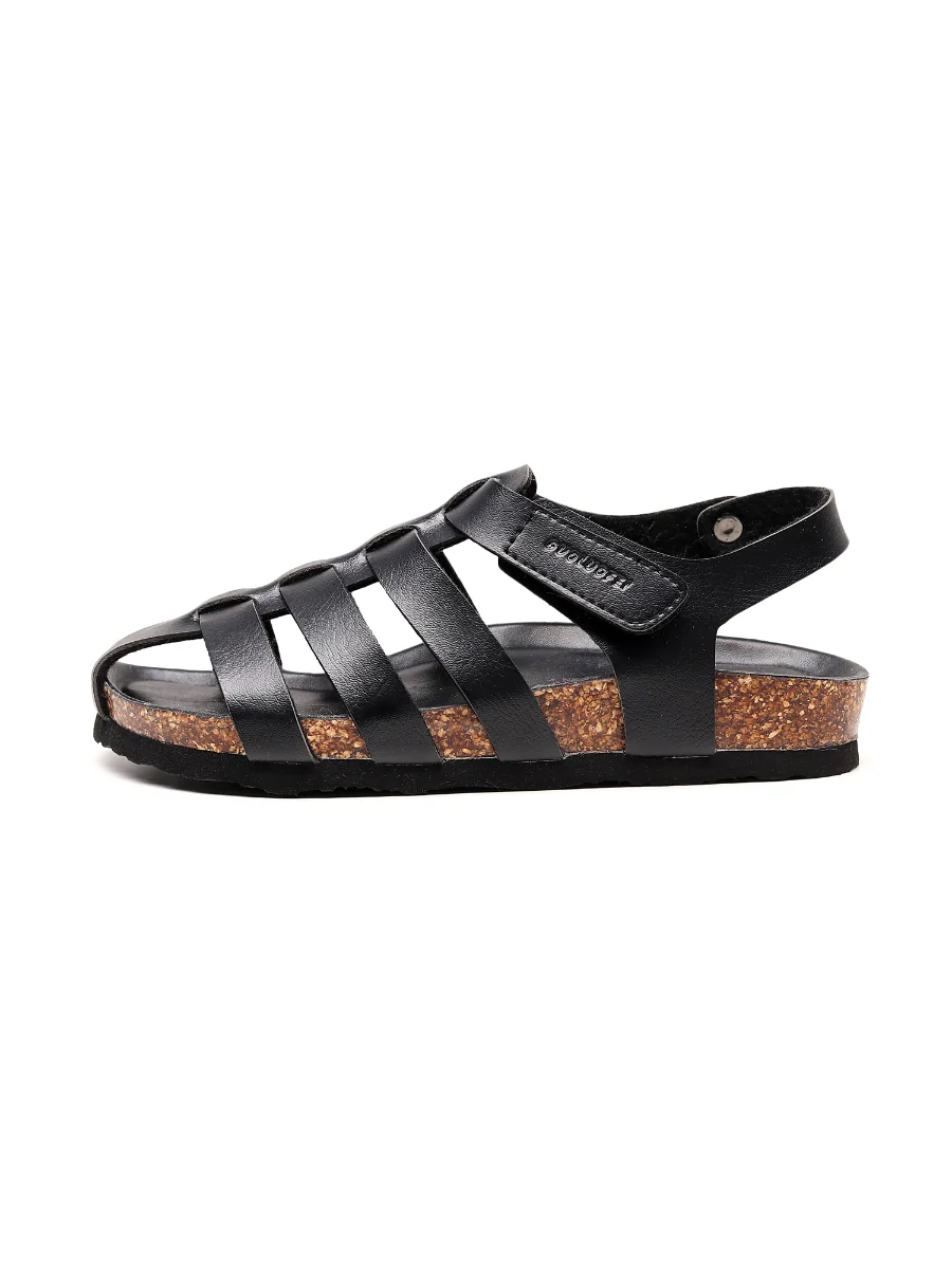 Maibulun | Black Cut Out Strap Slingback Sandals - Image 5