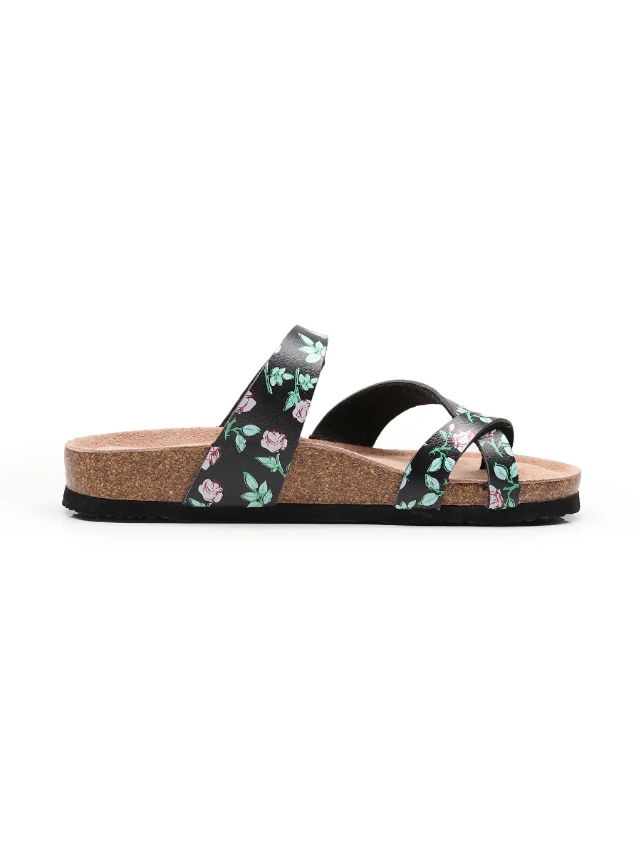 Maibulun | Black Rose Buckle-Accent Suede Upper Sandals - Image 4