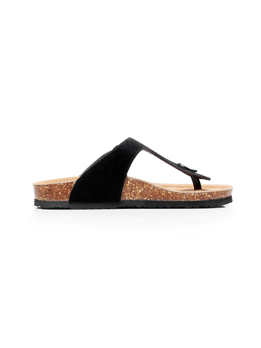 Maibulun | Black Suede T-Strap Leather Sandal - Image 4