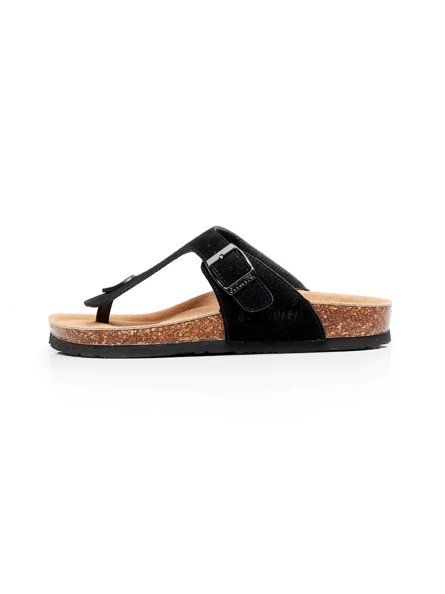 Maibulun | Black Suede T-Strap Leather Sandal - Image 5