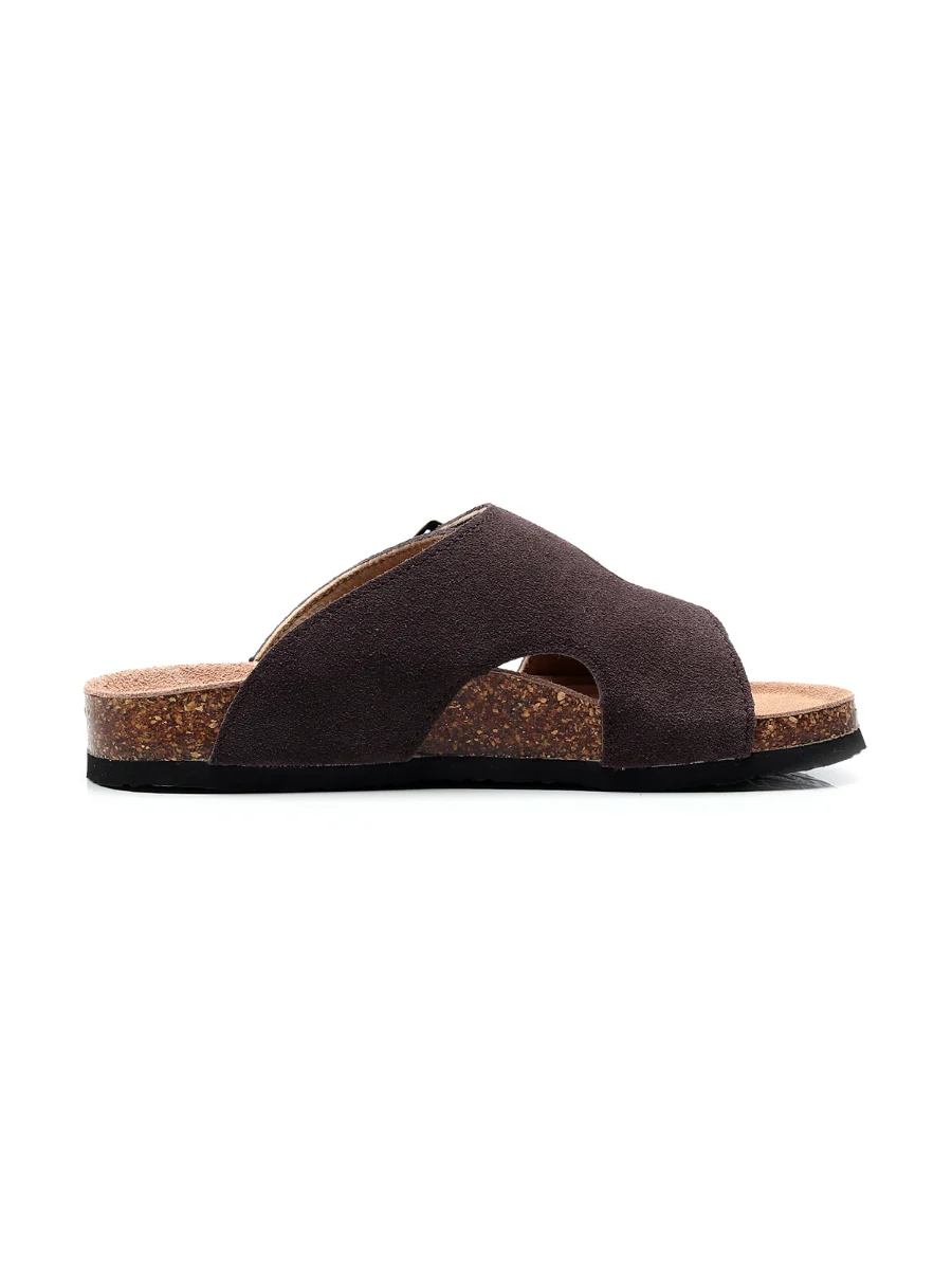 Maibulun | Brown Criss Cross Wrap Suede Sandals Slides - Image 2