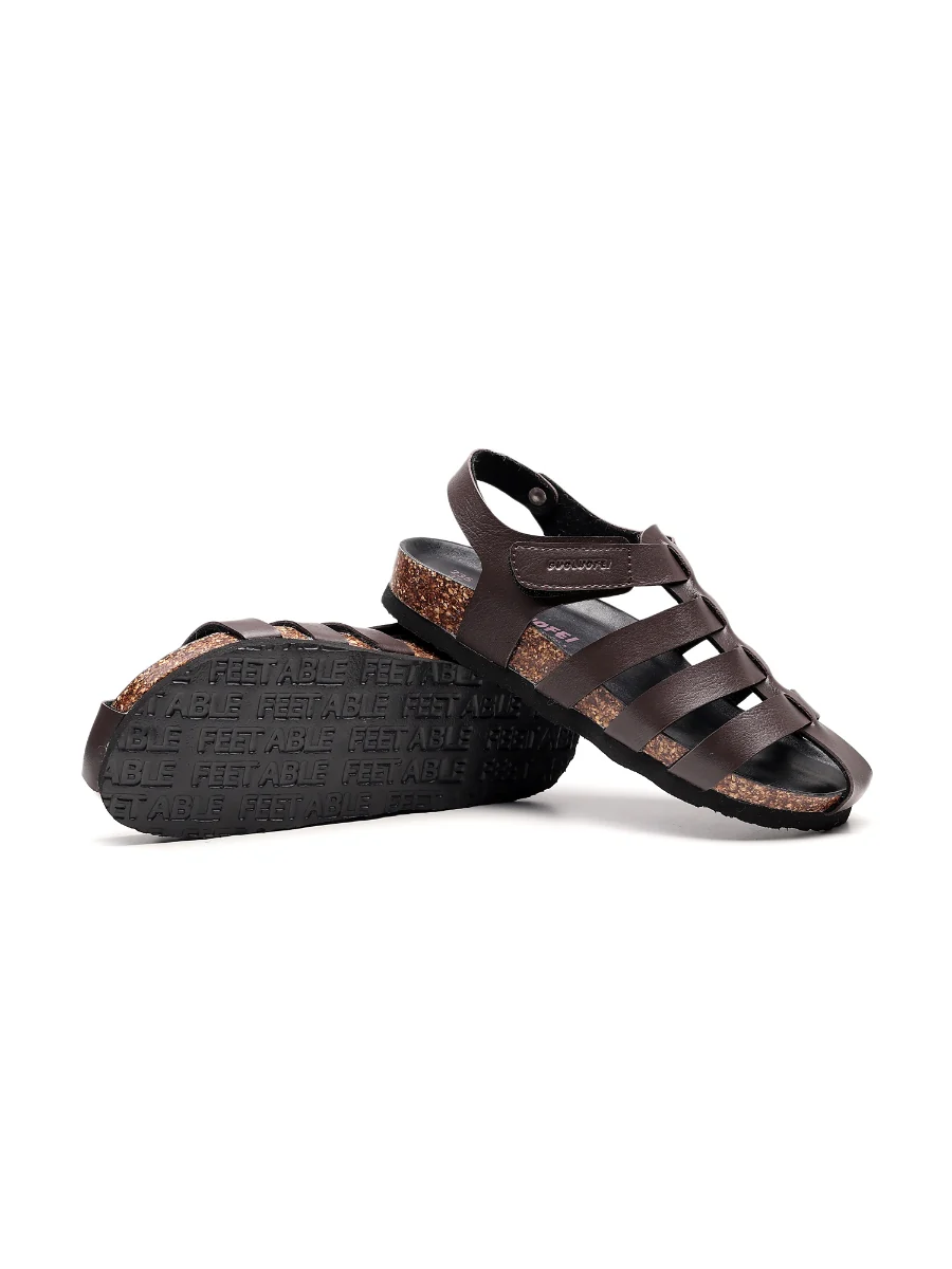 Maibulun | Brown Cut Out Strap Slingback Sandals - Image 3