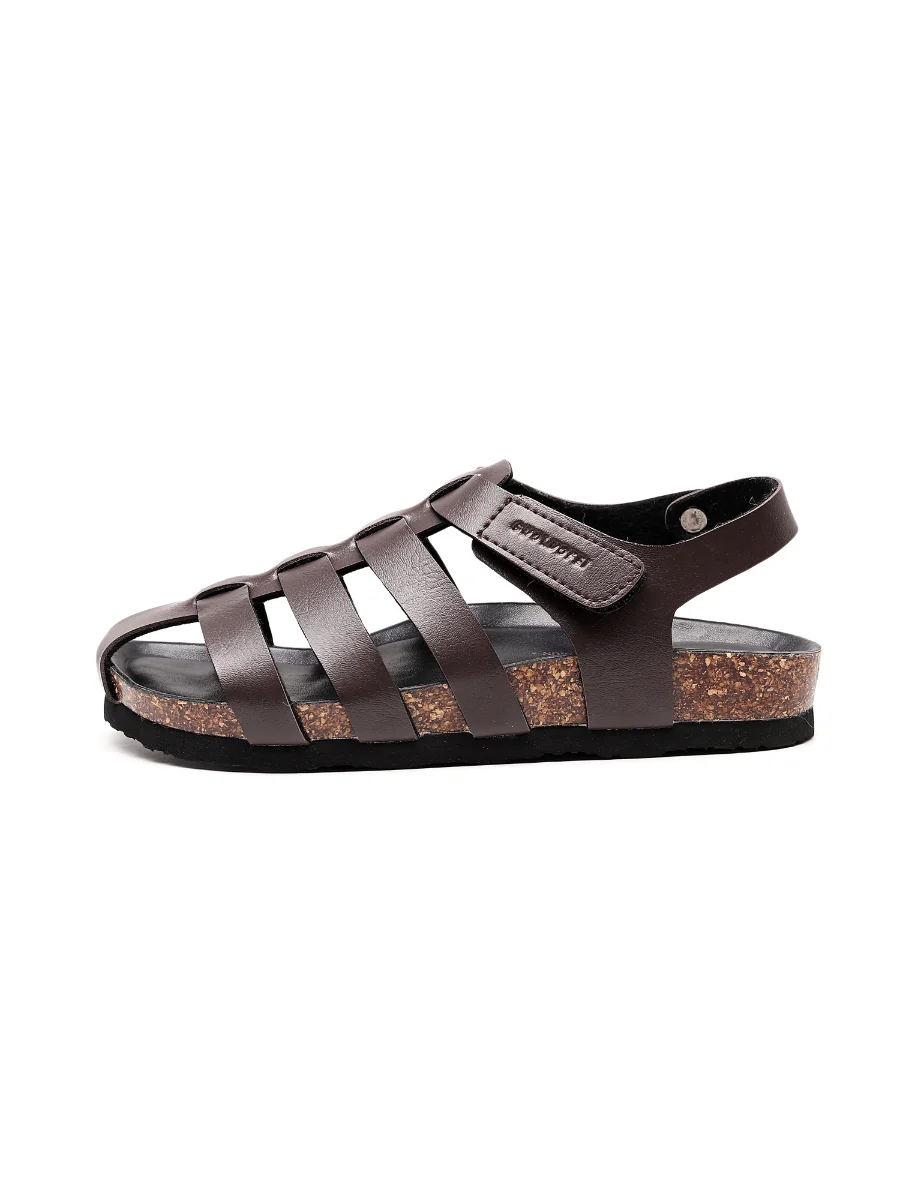 Maibulun | Brown Cut Out Strap Slingback Sandals - Image 5
