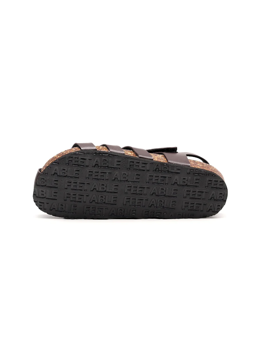 Maibulun | Brown Cut Out Strap Slingback Sandals - Image 6