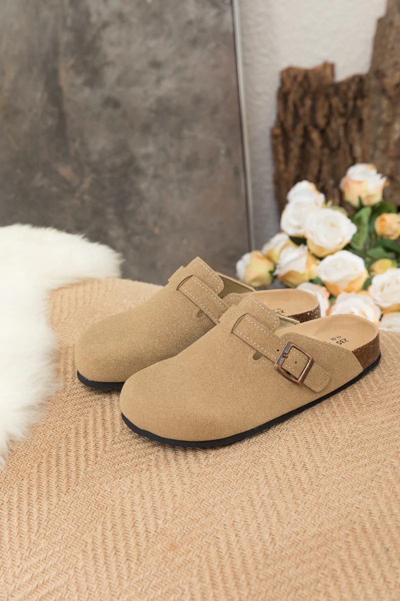 Maibulun | Buckle Suede Classic Clogs - Beige - Image 10