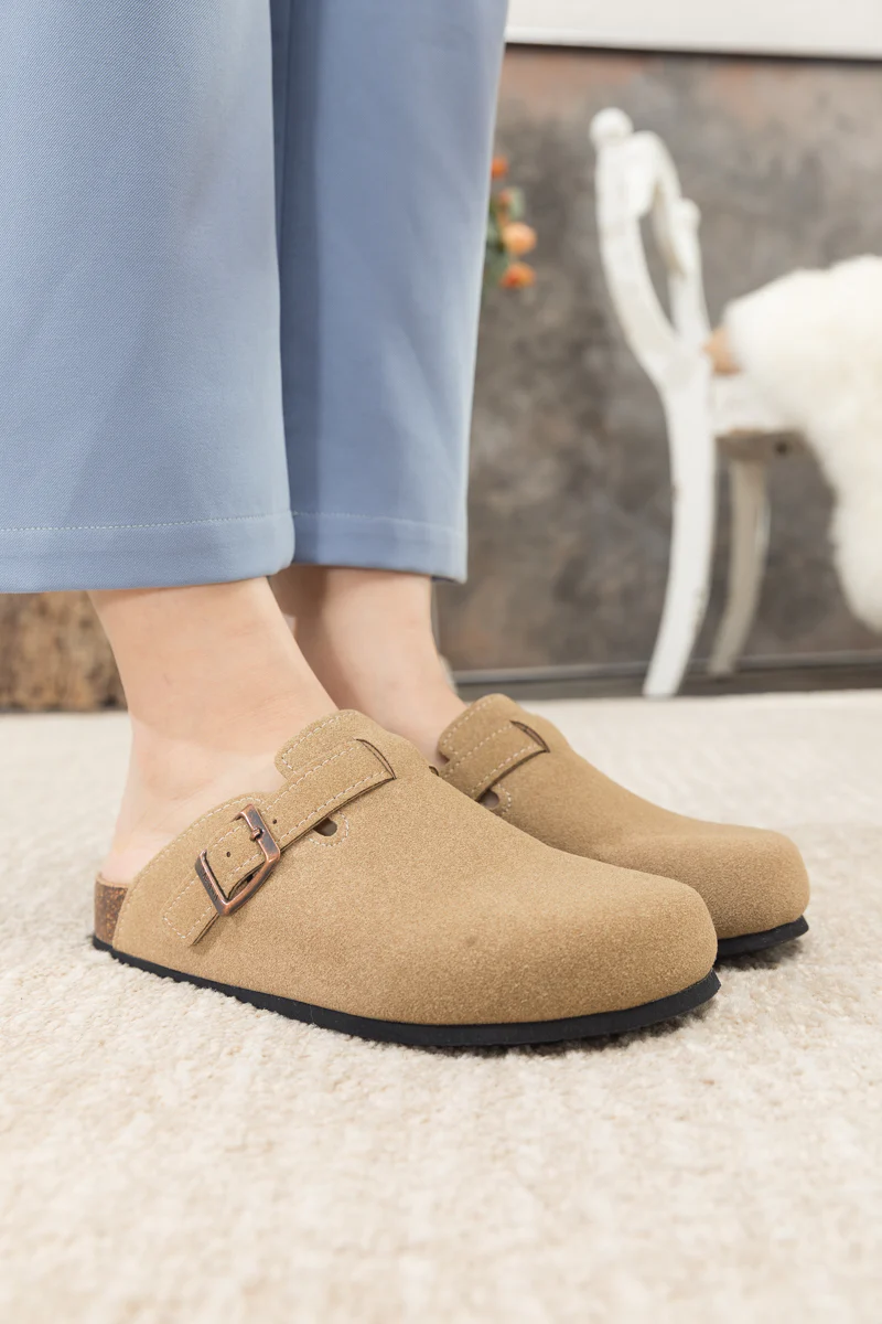 Maibulun | Buckle Suede Classic Clogs - Beige - Image 3