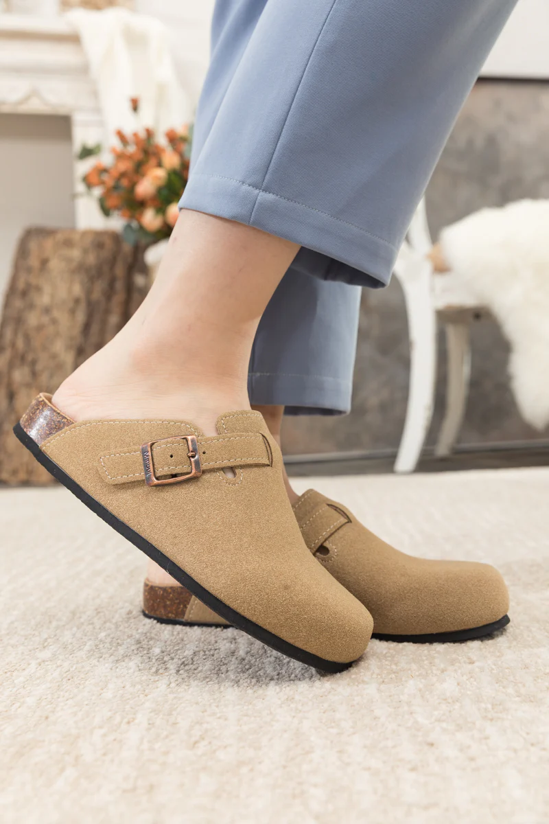 Maibulun | Buckle Suede Classic Clogs - Beige - Image 6
