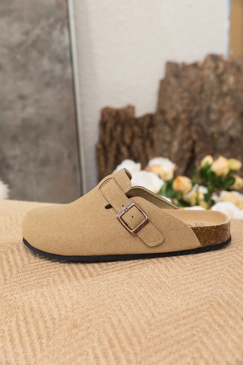Maibulun | Buckle Suede Classic Clogs - Beige - Image 7