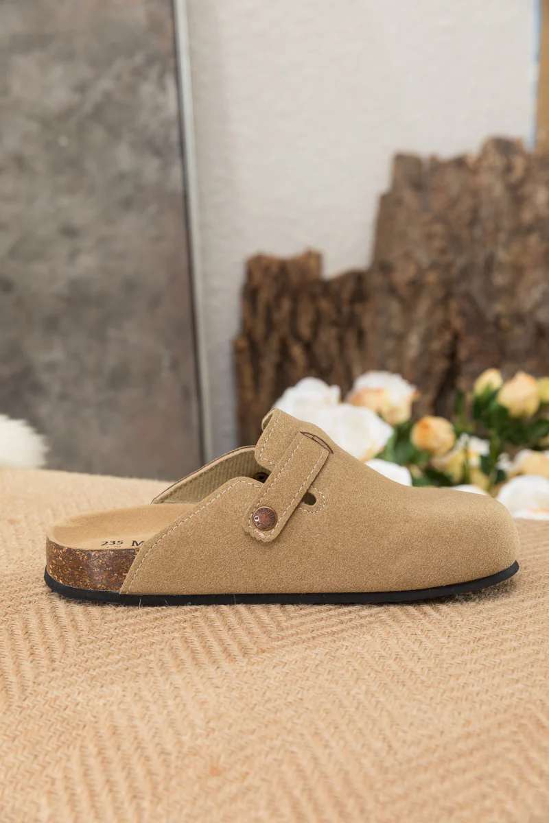Maibulun | Buckle Suede Classic Clogs - Beige - Image 8