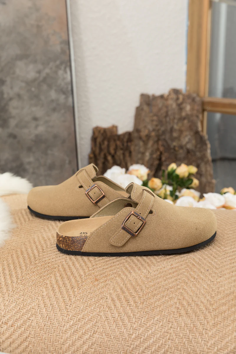 Maibulun | Buckle Suede Classic Clogs - Beige - Image 9
