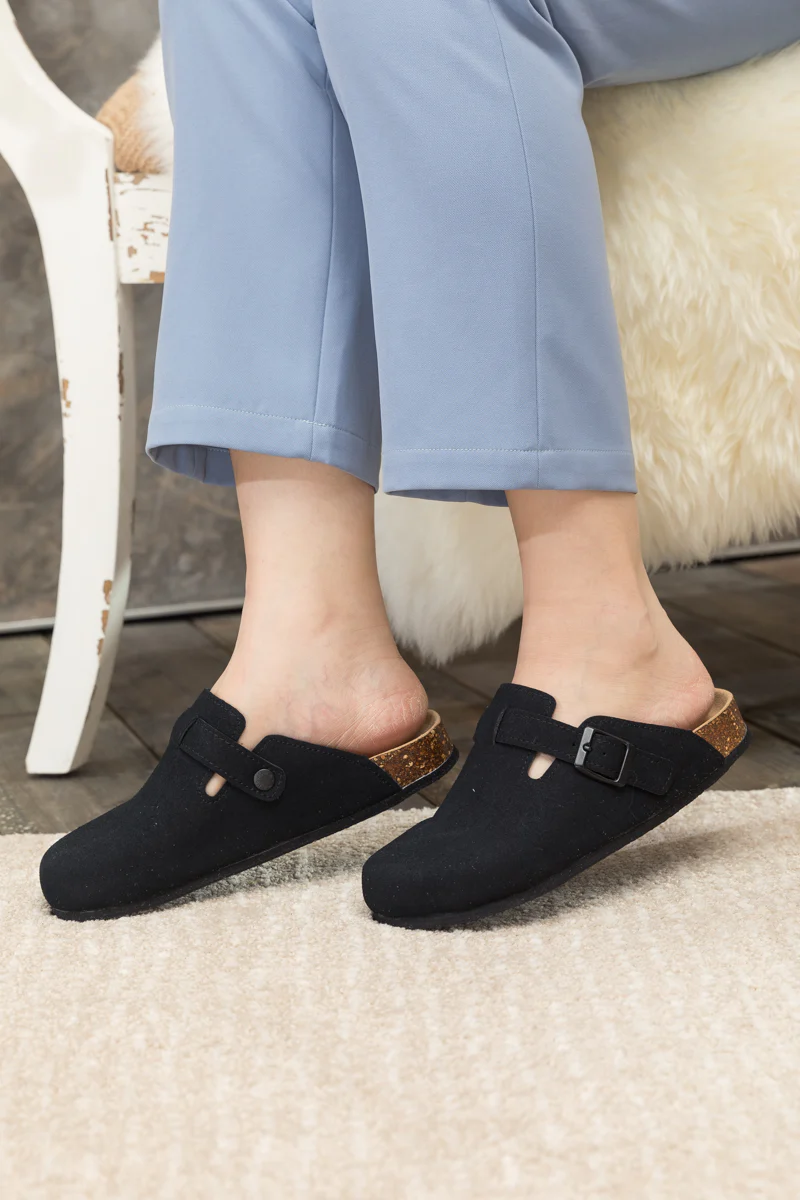 Maibulun | Buckle Suede Classic Clogs - Black - Image 5