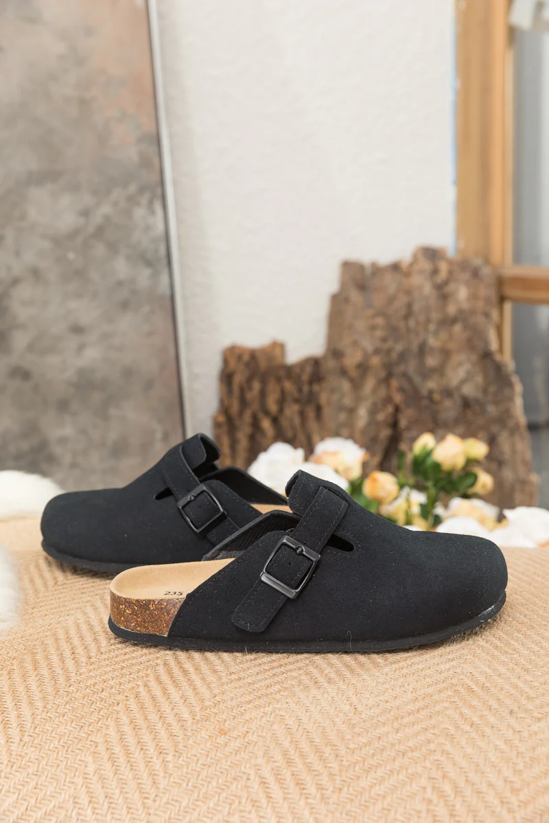 Maibulun | Buckle Suede Classic Clogs - Black - Image 8