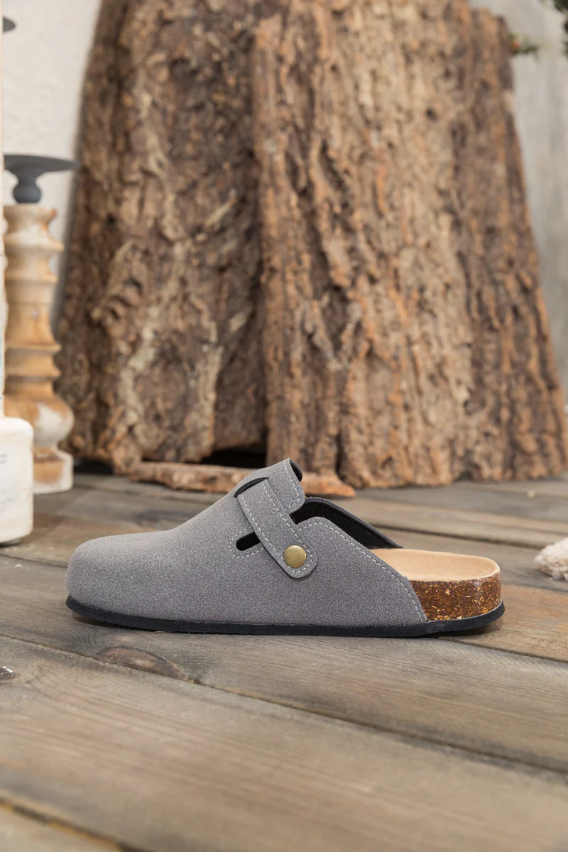 Maibulun | Buckle Suede Classic Clogs - Grey - Image 7