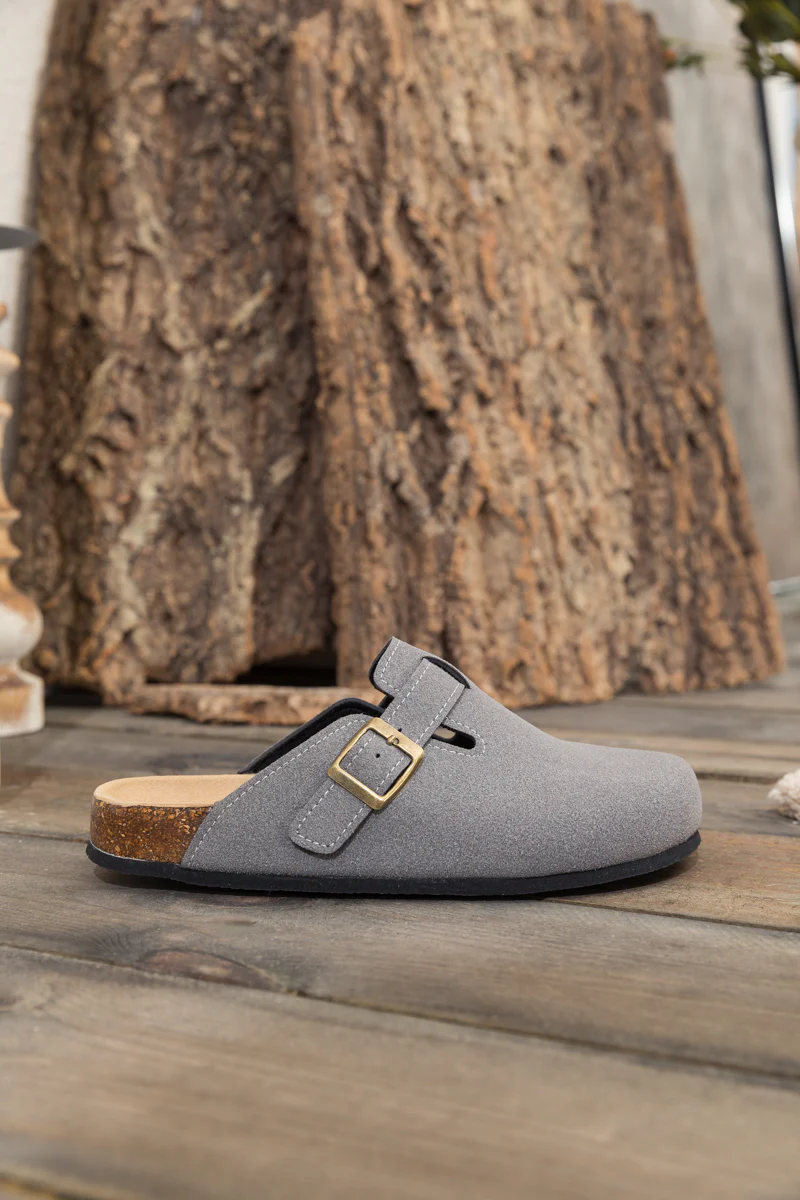 Maibulun | Buckle Suede Classic Clogs - Grey - Image 8