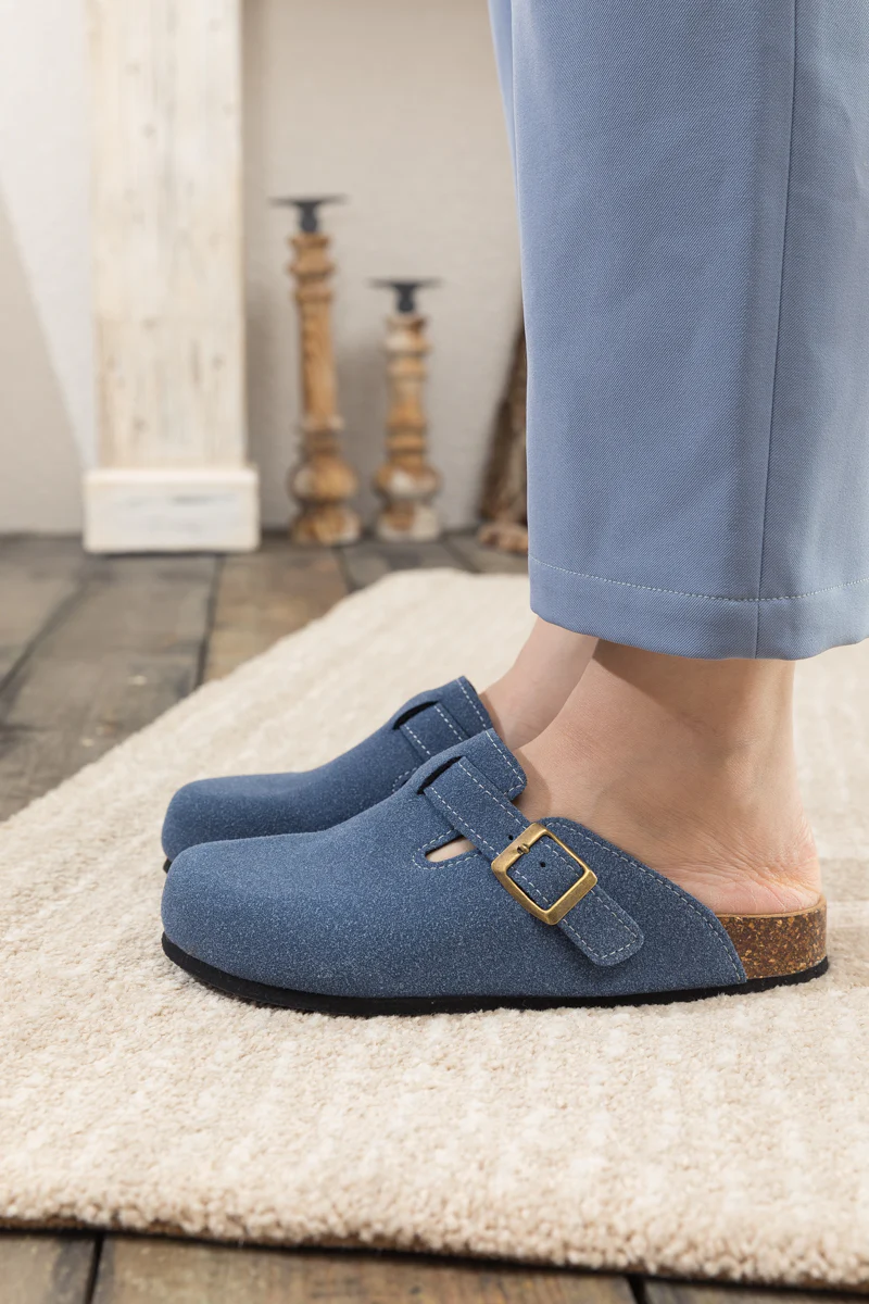Maibulun | Buckle Suede Classic Clogs- Navy - Image 4