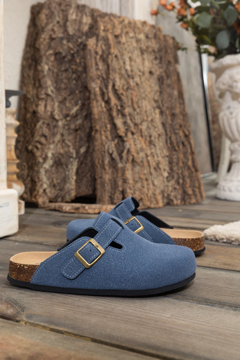 Maibulun | Buckle Suede Classic Clogs- Navy - Image 7