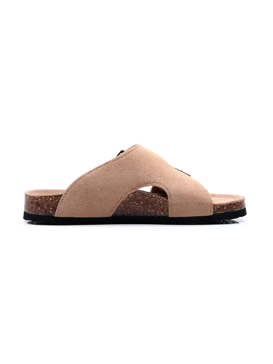 Maibulun | Camel Criss Cross Wrap Suede Sandals Slides - Image 2