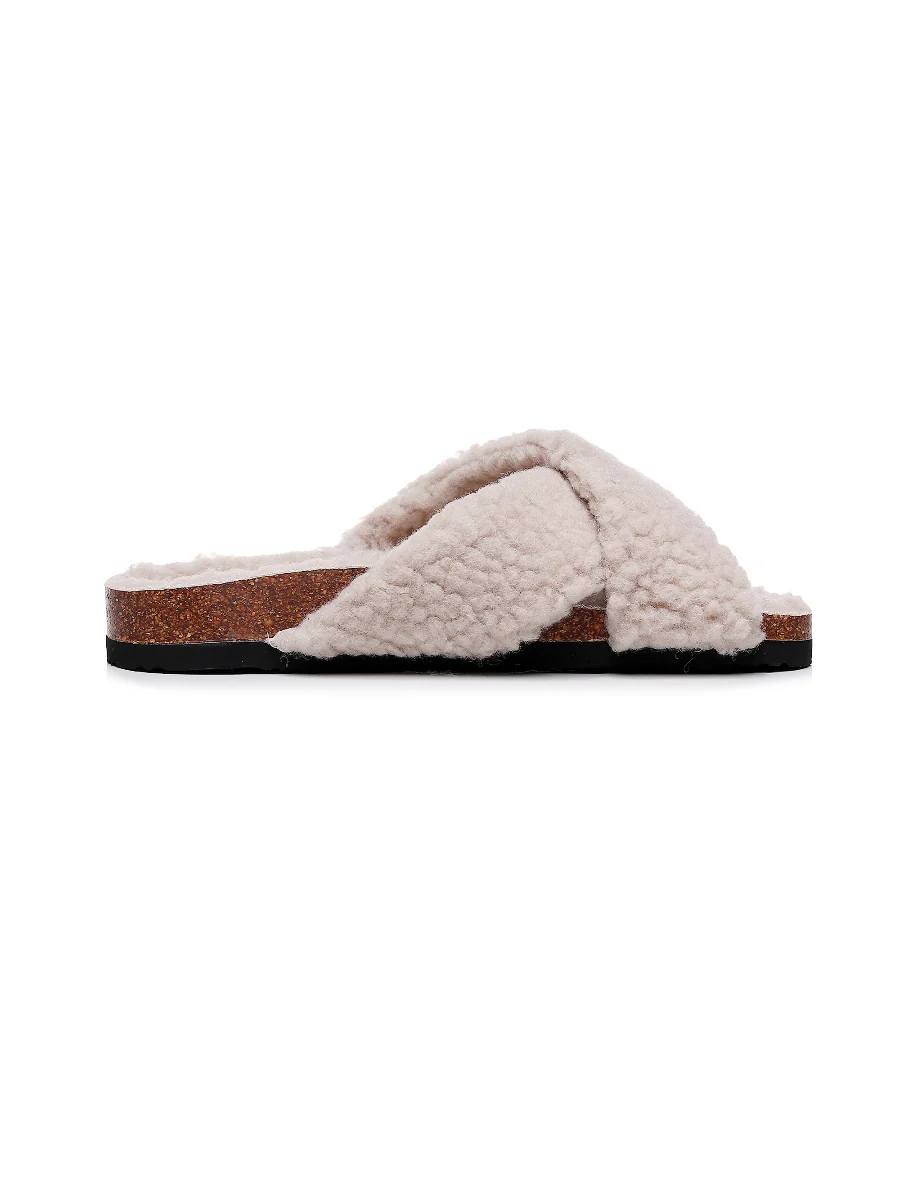 Maibulun | Criss-Cross Fleece Slipper - Beige - Image 6