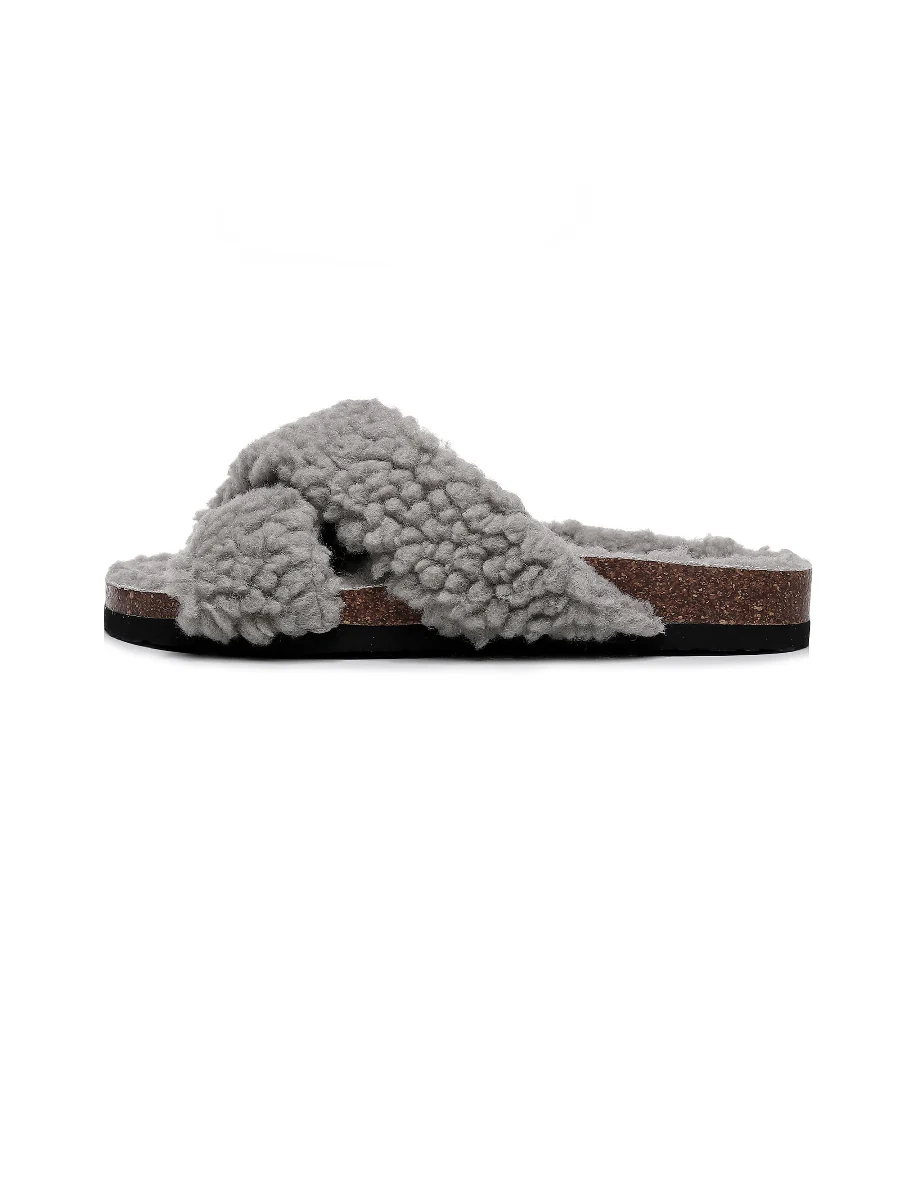 Maibulun | Criss-Cross Fleece Slipper - Grey - Image 3
