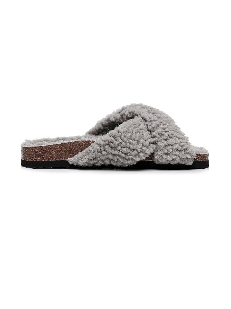 Maibulun | Criss-Cross Fleece Slipper - Grey - Image 4