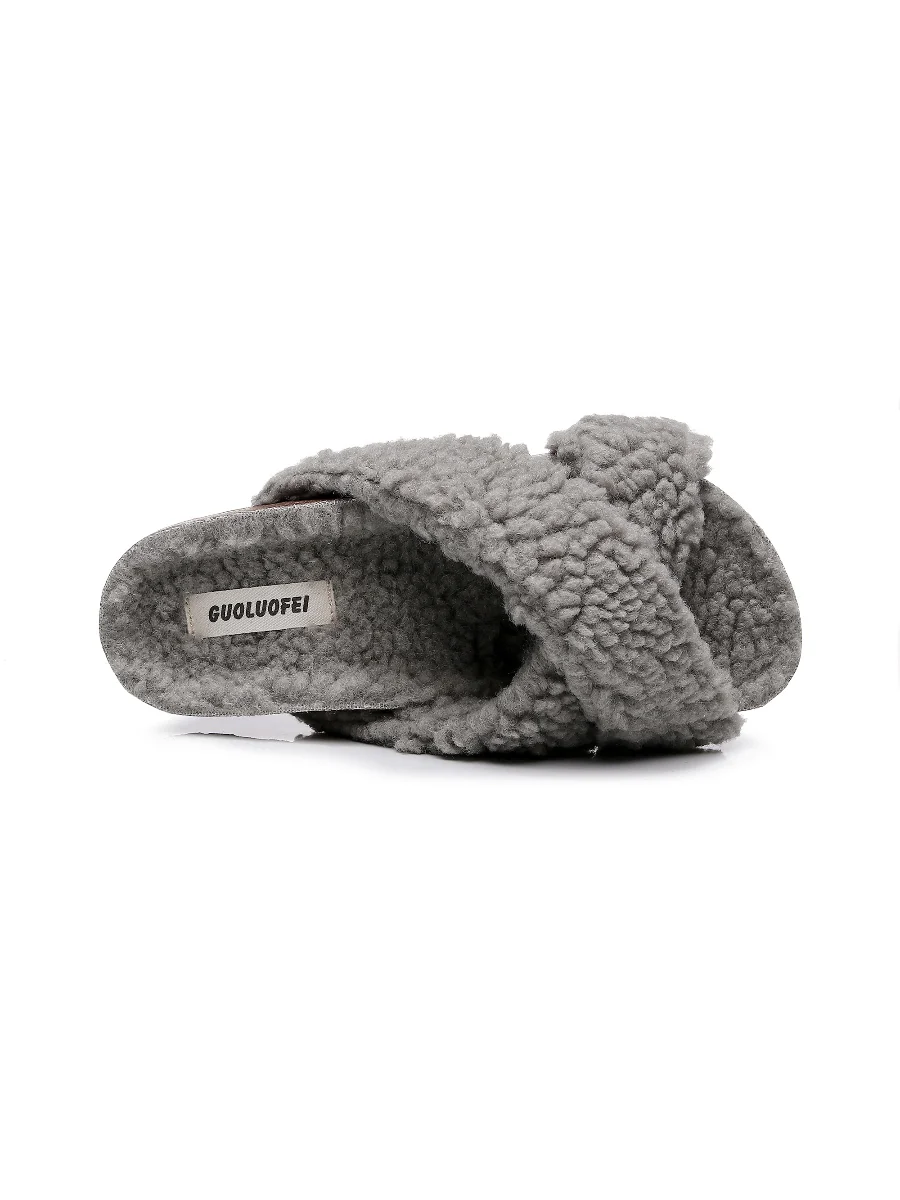 Maibulun | Criss-Cross Fleece Slipper - Grey - Image 5