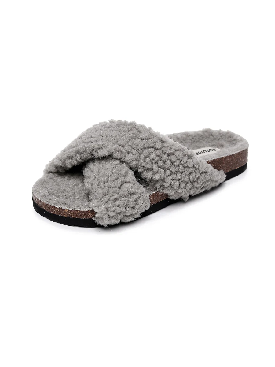 Maibulun | Criss-Cross Fleece Slipper - Grey - Image 6