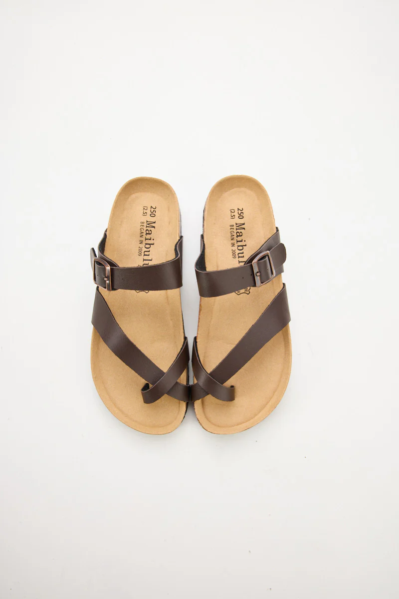 Maibulun | Criss Cross Thong Toe Footbed Sandal - Brown - Image 7
