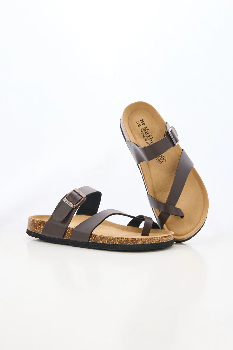 Maibulun | Criss Cross Thong Toe Footbed Sandal - Brown - Image 9