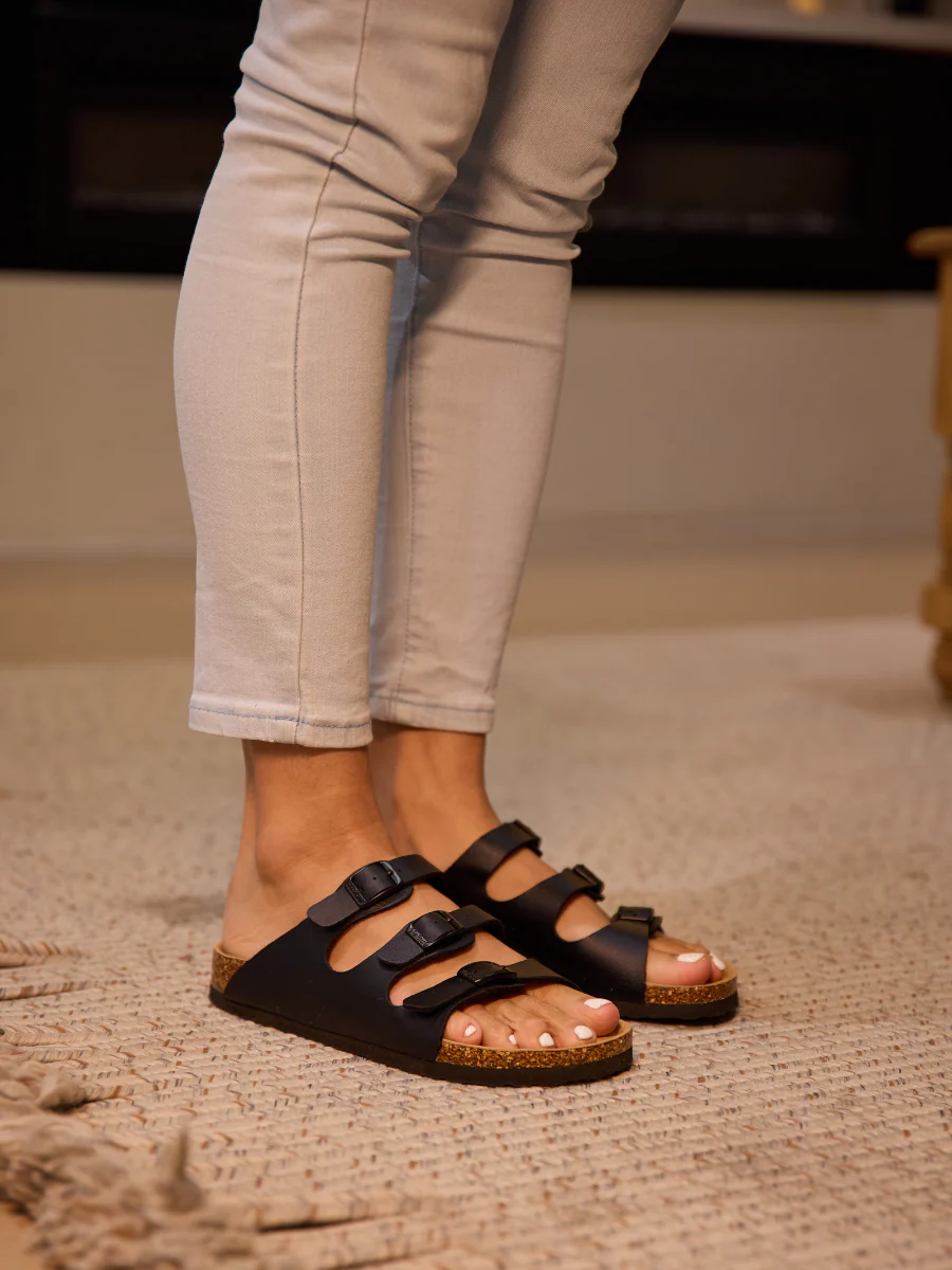 Maibulun | Deidra Tri-Strap Footbed Sandal - Black - Image 2