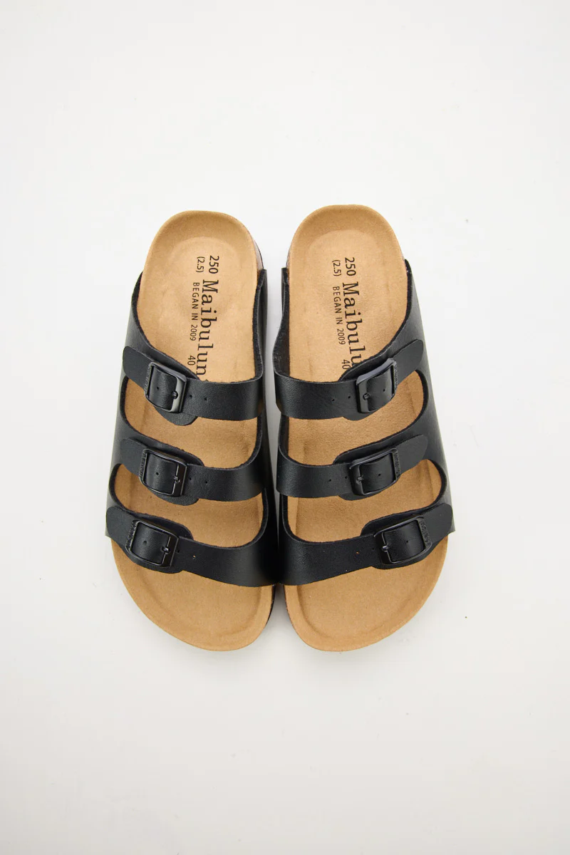 Maibulun | Deidra Tri-Strap Footbed Sandal - Black - Image 8
