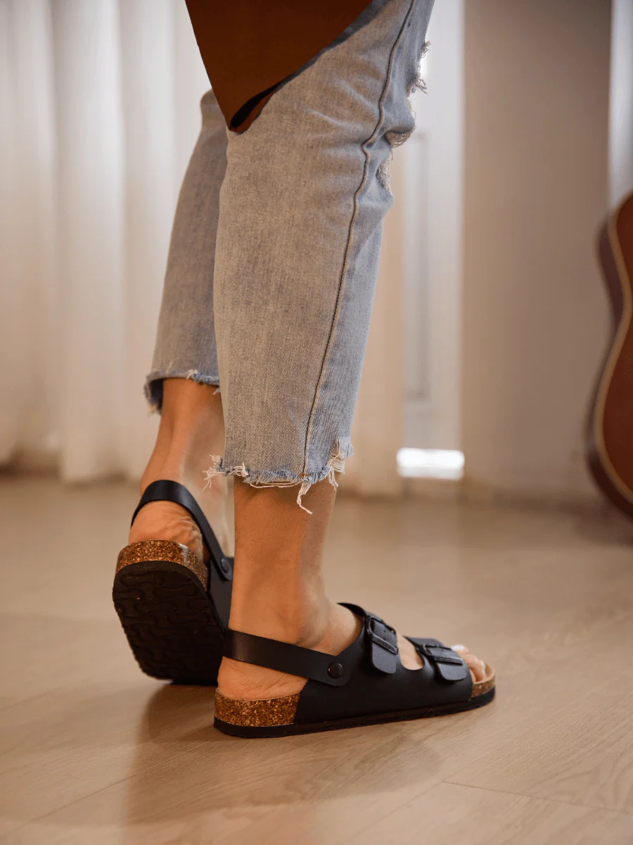 Maibulun | Double Strap Slingback Footbed Sandal - Black - Image 3