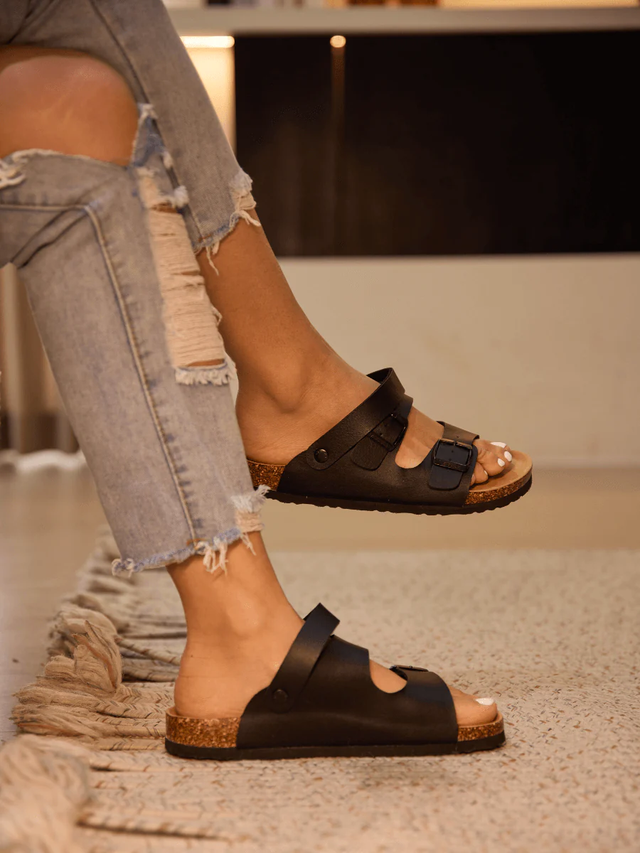 Maibulun | Double Strap Slingback Footbed Sandal - Black - Image 4