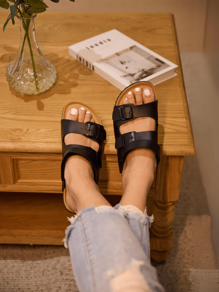 Maibulun | Double Strap Slingback Footbed Sandal - Black - Image 5