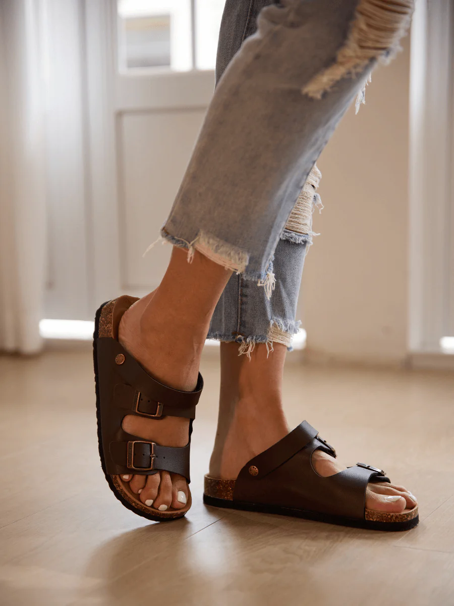 Maibulun | Double Strap Slingback Footbed Sandal - Brown - Image 2