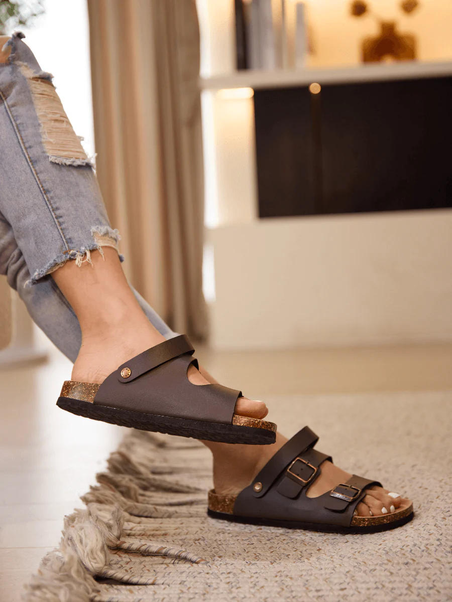 Maibulun | Double Strap Slingback Footbed Sandal - Brown - Image 4