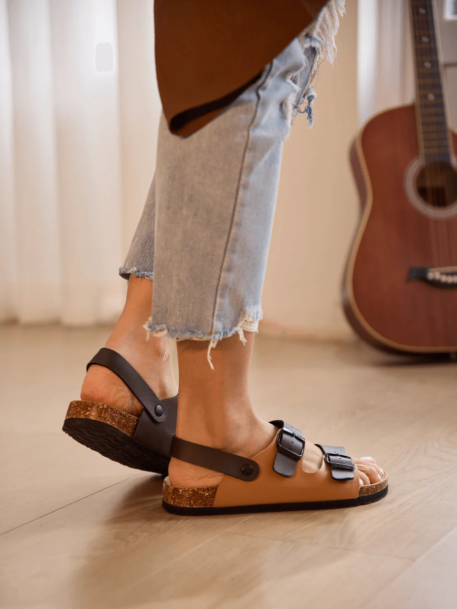 Maibulun | Double Strap Slingback Footbed Sandal - Tan - Image 3