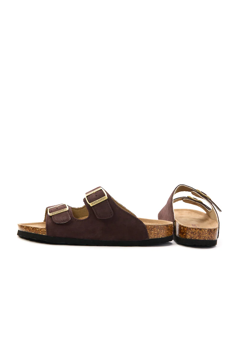 Maibulun | Double Strap Suede Footbed Sandal - Brown - Image 10