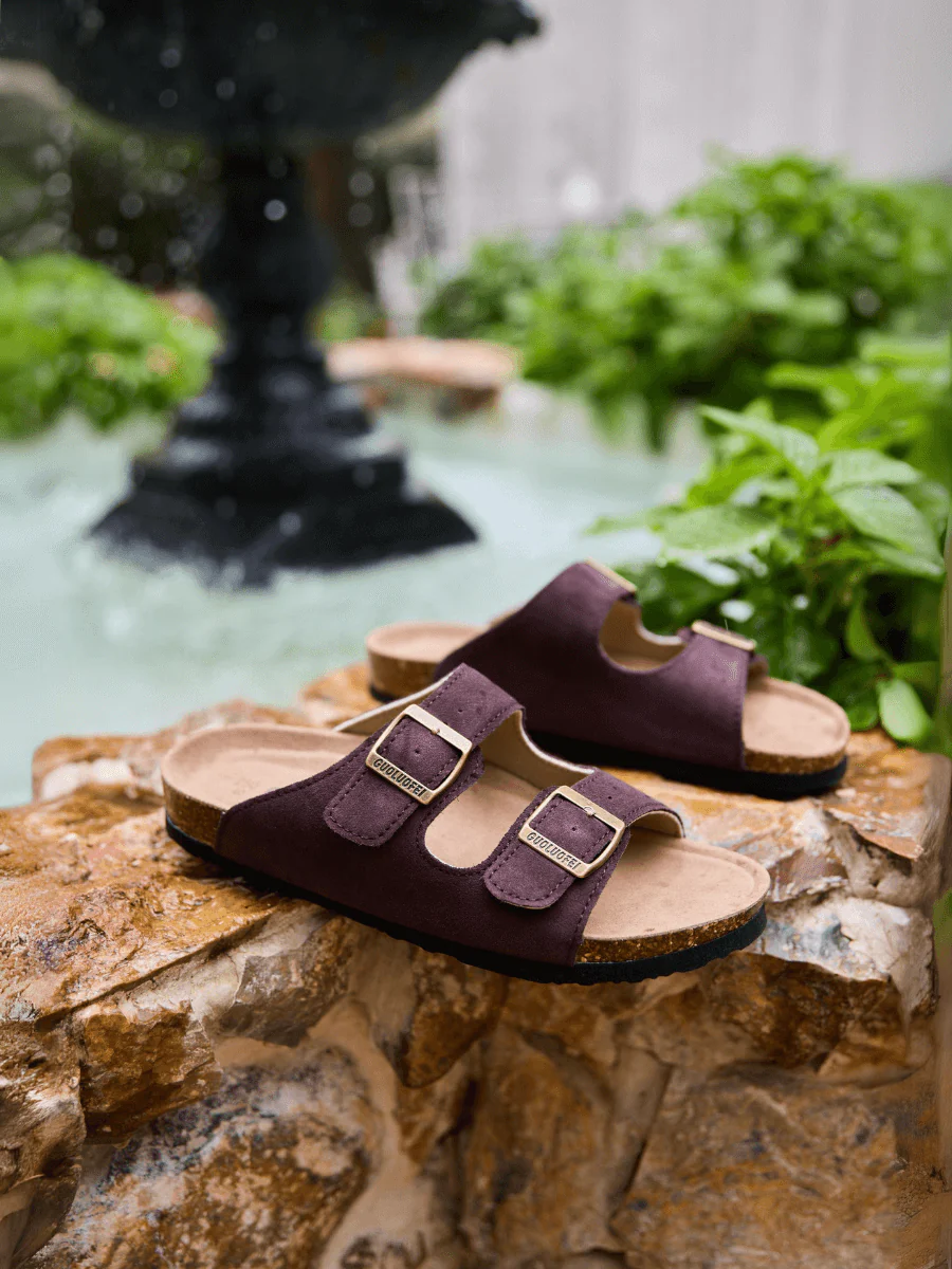 Maibulun | Double Strap Suede Footbed Sandal - Brown - Image 7