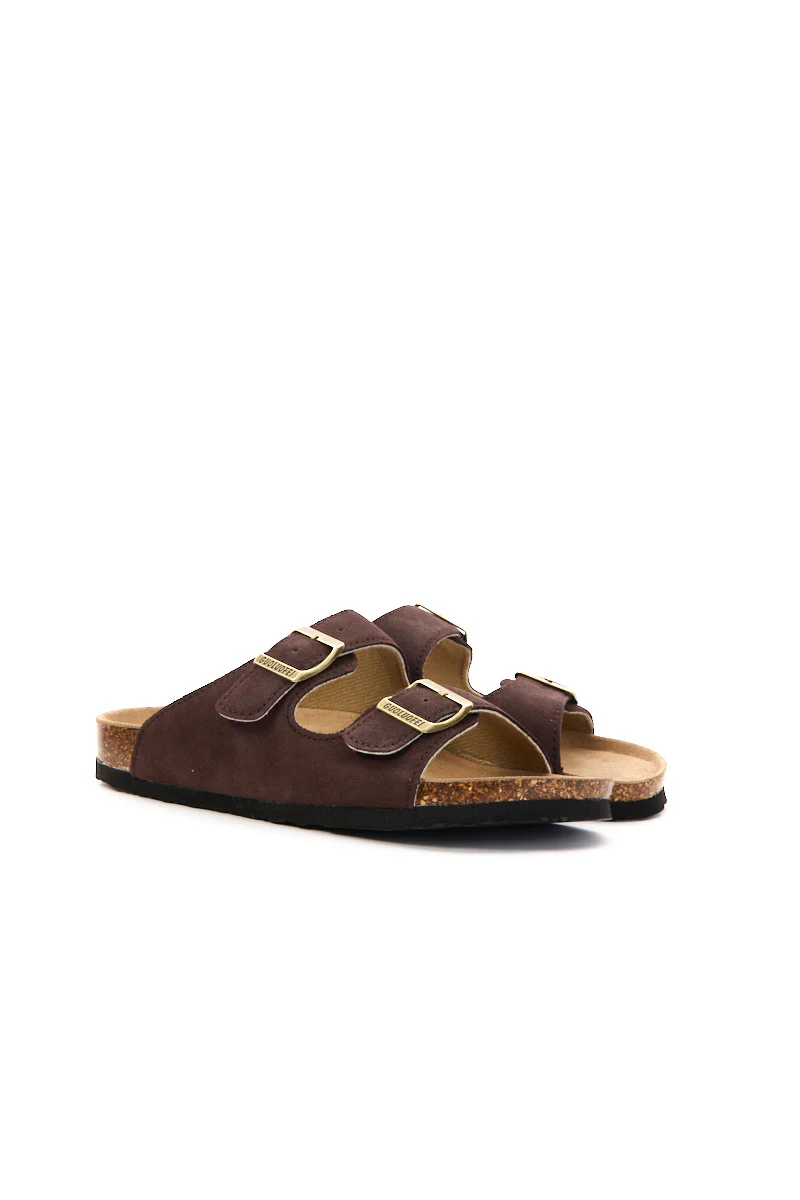 Maibulun | Double Strap Suede Footbed Sandal - Brown - Image 8