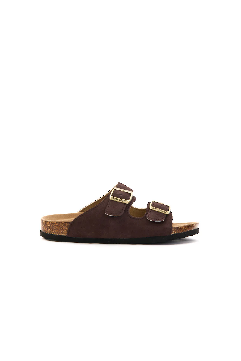Maibulun | Double Strap Suede Footbed Sandal - Brown - Image 9