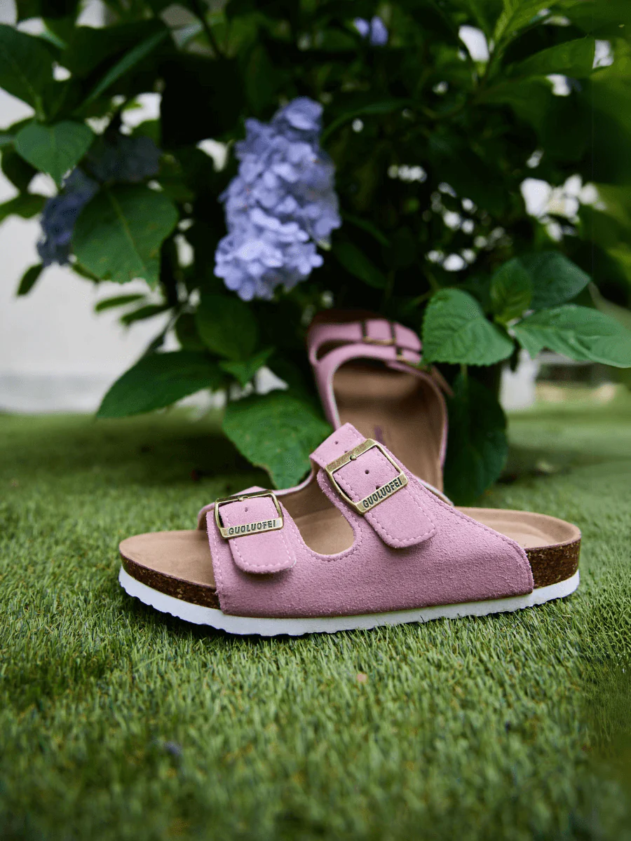 Maibulun | Double Strap Suede Footbed Sandal - Pink - Image 7