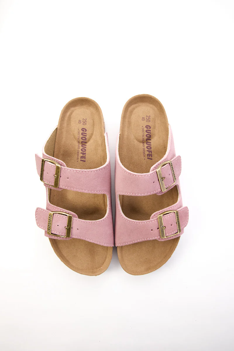 Maibulun | Double Strap Suede Footbed Sandal - Pink - Image 8