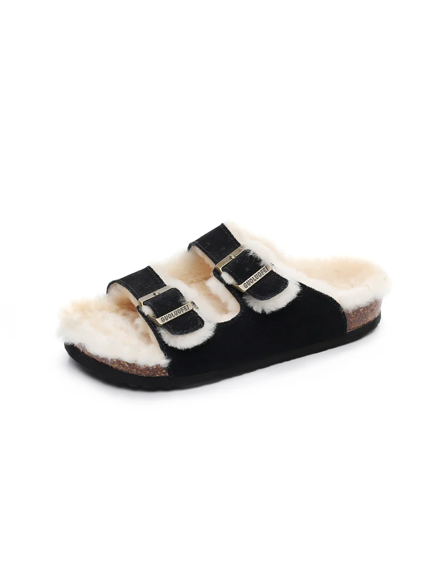 Maibulun | Dual-Strap Wool-Lined Suede Sandal - Image 3