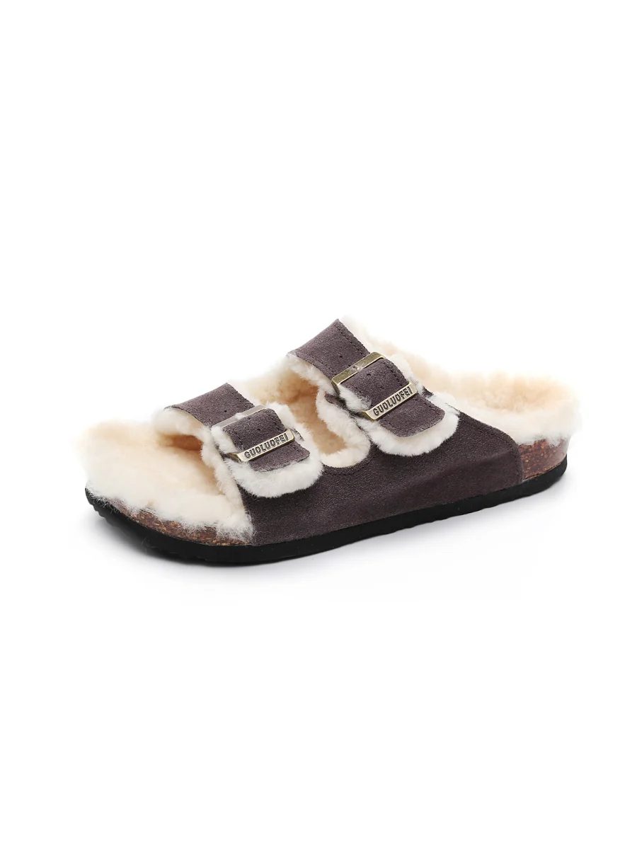 Maibulun | Dual-Strap Wool-Lined Suede Sandal - Image 9