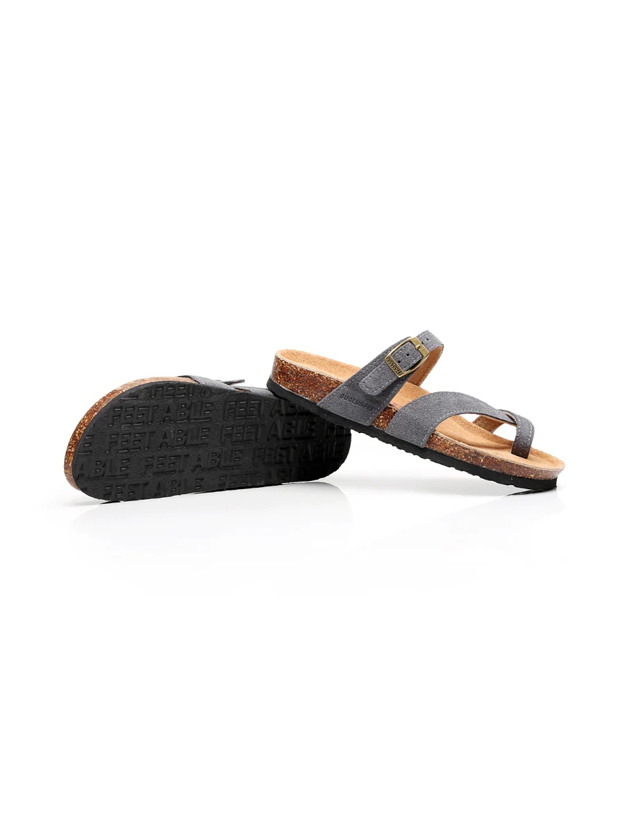 Maibulun | Grey Buckle-Accent Suede Upper Sandal - Image 3