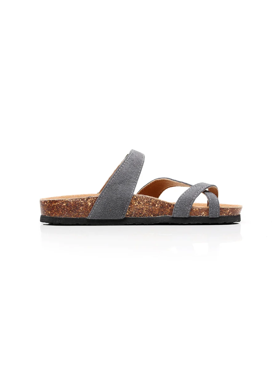 Maibulun | Grey Buckle-Accent Suede Upper Sandal - Image 4