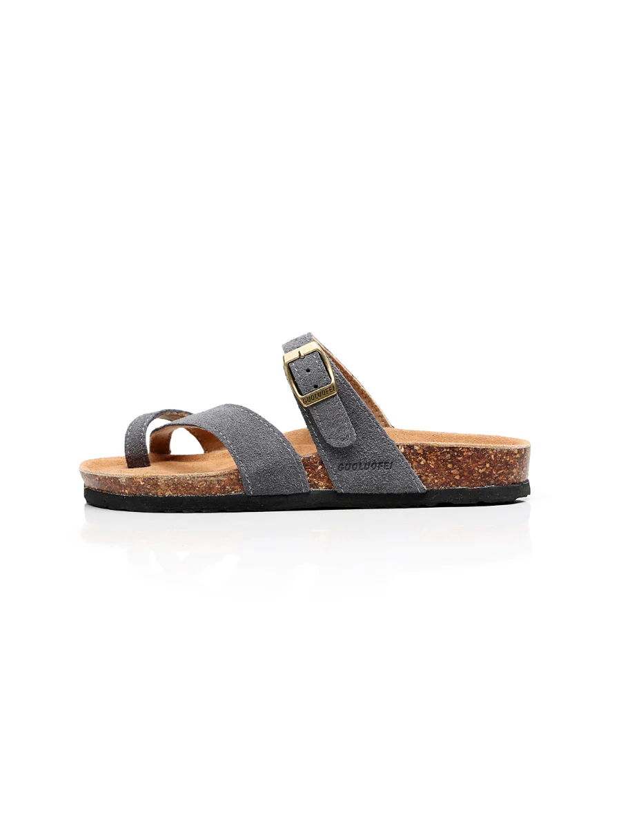 Maibulun | Grey Buckle-Accent Suede Upper Sandal - Image 5