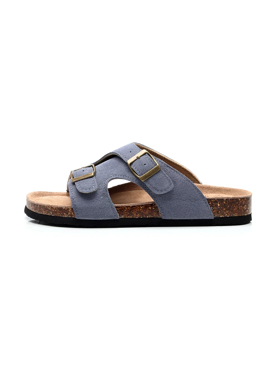 Maibulun | Mauve Criss Cross Wrap Suede Sandals Slides - Grey - Image 3